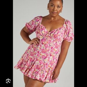 Showpo Pink Floral Mini Dress